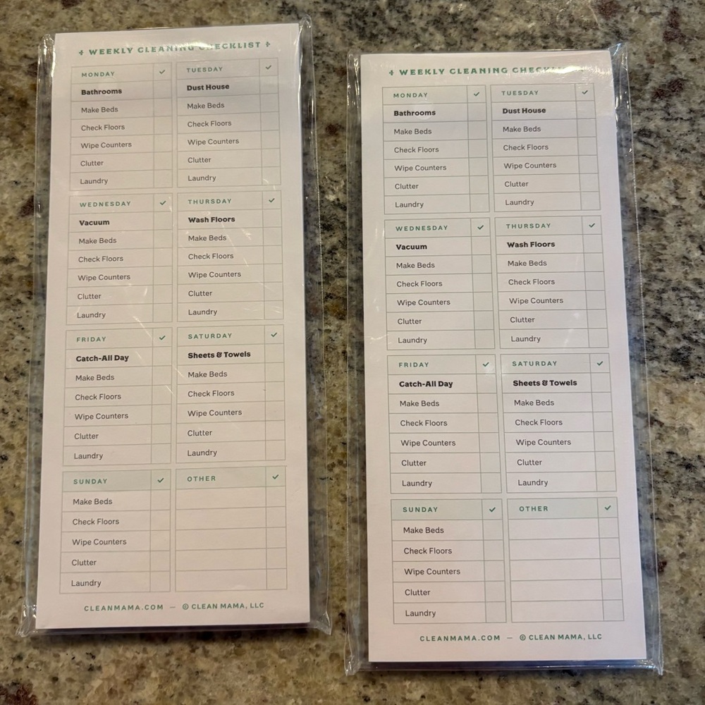 Clean Mama Weekly Cleaning Checklist Sticky Notes Set of 2